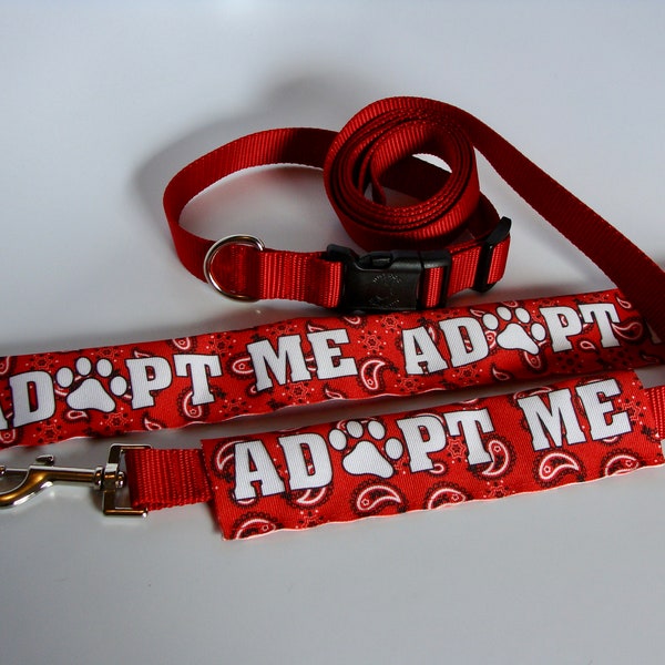 ADOPT ME Leash Sleeve Cover -Red Bandana Paisley Print | Made to Order