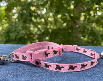 Pink Horse Girl Cat and X-Small Dog Collar 3/8" wide, 1/2" wide | Ready to Ship!