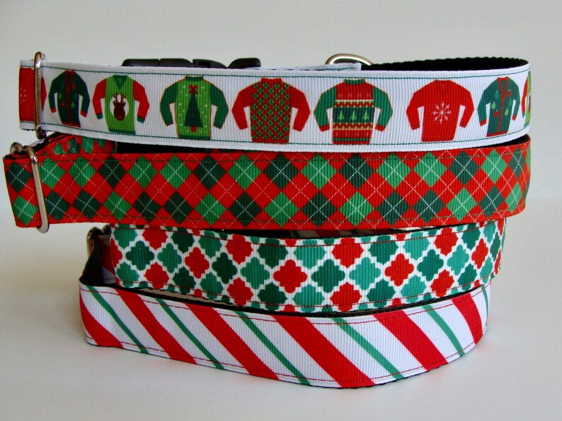 Christmas Dog Collars Ugly Sweater Green and Red MADE TO Etsy
