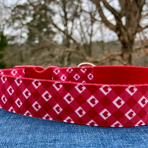 Red Hearts Valentine&#39;s Day Themed Large Dog Collar 1.5&quot;