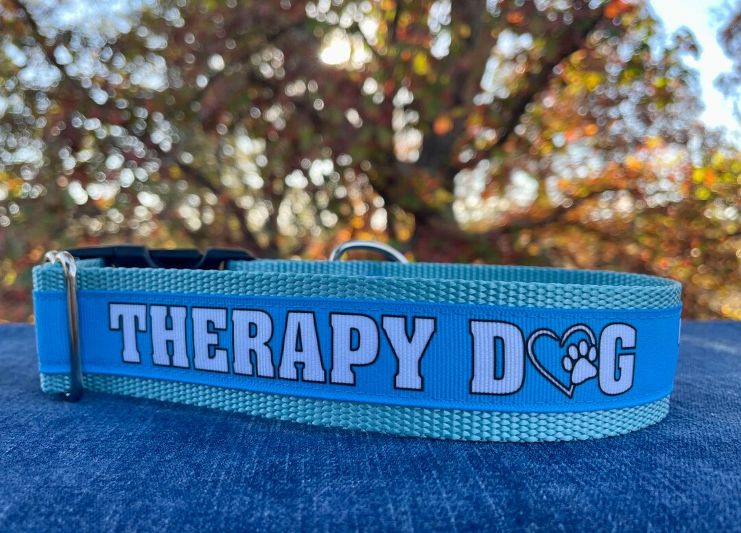 Blue Therapy Dog Collar 1.5 Wide RTS Etsy