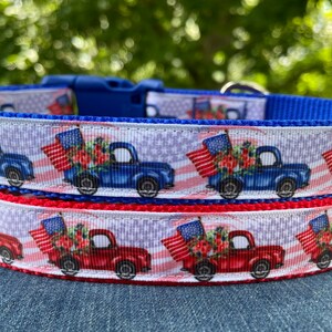 American Truck Patriotic Dog Collars for Veteran, Memorial Day, 4th of July - Ready to Ship!