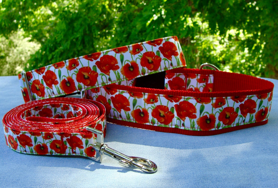 Großer Hund rot Mohn Blume Hundehalsband 15 oder Etsy