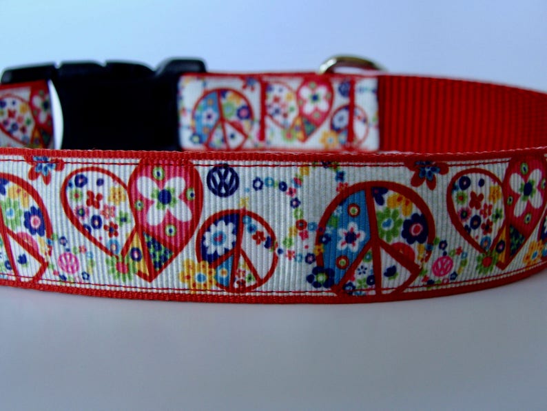 Red Hippie Dog Collar MADE TO ORDER Etsy