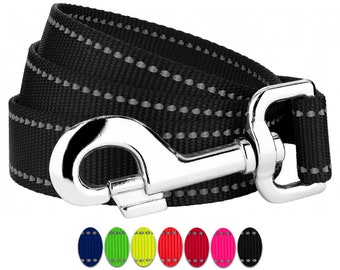 Reflective Solid Colored Dog Collar or Leash 3/4" wide - You Pick Color
