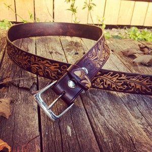 Hand Carved Leather Belts - Etsy