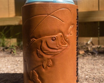 Leather beer can holder