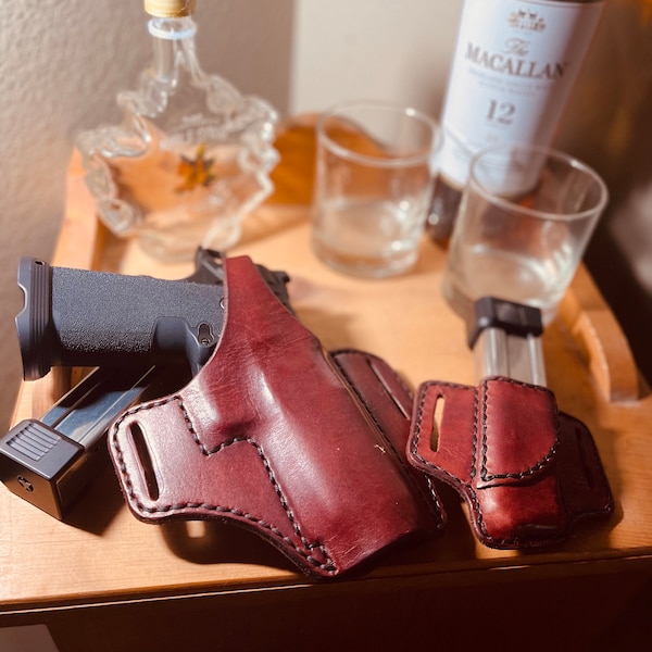 AZULA Leather Pancake Holster For Ruger MAX-9 9mm - Tan OWB Thumb Break