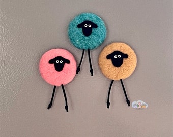 Felted Sheep Magnets, fridge magnets, memo board magnets, fun gifts, sheep gifts, teacher gifts