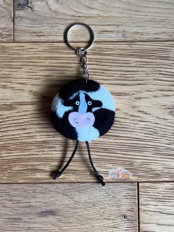 Farm Key Rings Handmade Felted Dairy Cow Keyring, Farm Animal Bag Charm - Etsy