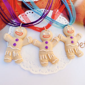 Collier gourmand gingerbread man ou monsieur bonhomme fimo noel image 1