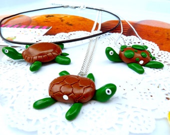 My turtle green and Brown reptile necklace