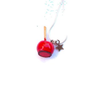 Collier gourmand pomme d'amour fimo, idée cadeau femme, apple of love necklace, bijou pomme amour, collier gourmand, pomme amour fimo image 8