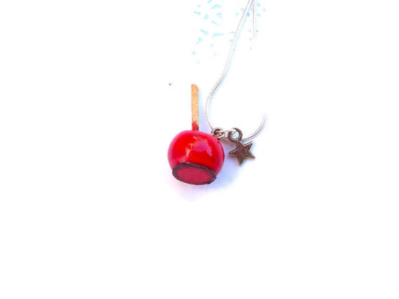 Collier gourmand pomme d'amour fimo, idée cadeau femme, apple of love necklace, bijou pomme amour, collier gourmand, pomme amour fimo image 8