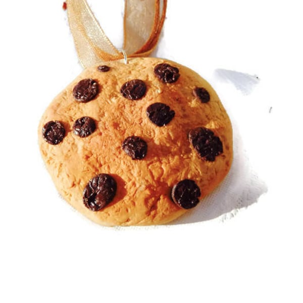 Collier gourmand mon biscuit cookie et ses pépites chocolat en fimo