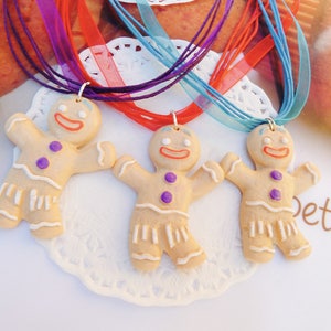 Collier gourmand gingerbread man ou monsieur bonhomme fimo noel image 2