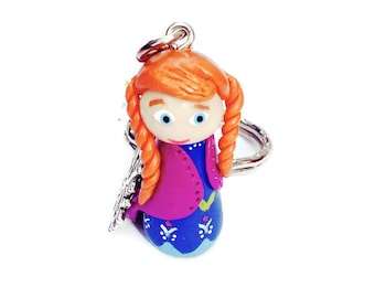 Frozen Anna key ring Snow Queen fimo, Anna key ring, Anna figurine, Anna fimo key ring, girl gift idea, frozen gift, Elsa