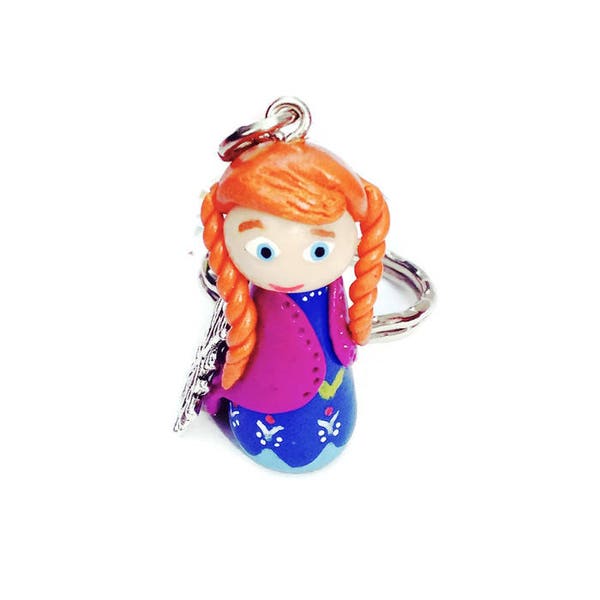 Frozen Anna porte-clés Reine des neiges fimo, porte-clés Anna, figurine Anna, porte-clés Anna fimo, idée cadeau fille, cadeau frozen, Elsa