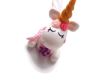 Collier licorne Papuche, sweet unicorn, sautoir licorne gourmande, licorne kawaï fimo, unicorn fimo, licorne Papuche rose