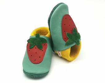 baby booties, baby shoes, baby slippers, leather baby shoes, leather slippers, slippers, colourful child footwear, vegetable tanned leather