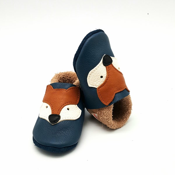 Fuchs crawling shoes leather pushers baby shoes blue