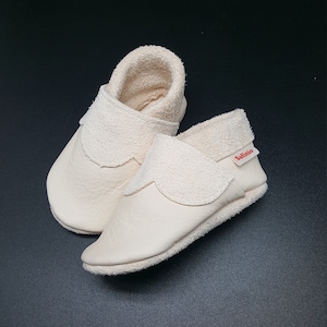 Crawling shoes Leather punches Baby shoes Baptismal shoes beige tara undyed for boys and girls