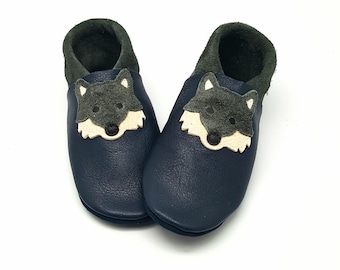 Wolf Krabbelschuhe Lederpuschen Babyschuhe