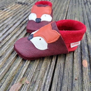 Krabbelschuhe rot Mädchen Lederpuschen Babyschuhe Fuchs Bild 8