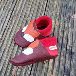 Krabbelschuhe rot Mädchen Lederpuschen Babyschuhe Fuchs Bild 5