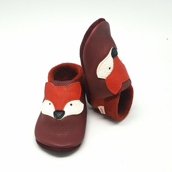 Crawling shoes red girl leather pushes baby shoes fox