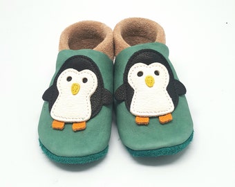 Krabbelschuhe Lederpuschen Babyschuhe Pinguin