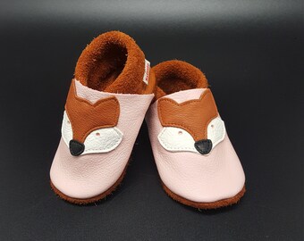 Fox Crawling Shoes Leather Punches Baby Shoes Pink Girls