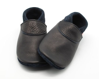 Crawling Shoes Leather Pushes Baby Shoes plain Marine uni