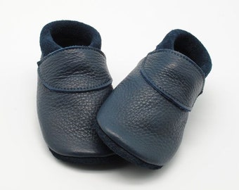 Crawling shoes Leather pushes Baby shoes plain blue uni