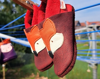 Krabbelschuhe rot Mädchen Lederpuschen Babyschuhe Fuchs