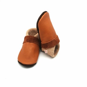 Crawling shoes Leather pushes Baby shoes plain brown sand
