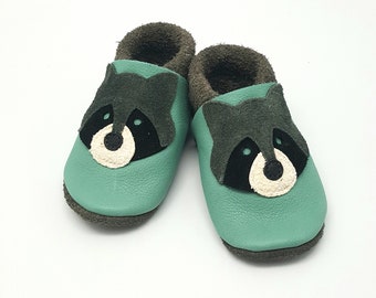 Crawling Shoes Leather Pushes Baby Shoes Raccoon Mint