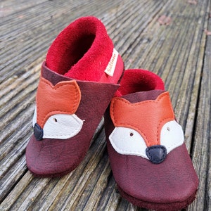 Krabbelschuhe rot Mädchen Lederpuschen Babyschuhe Fuchs Bild 4