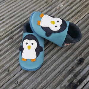 Crawling Shoes Leather Punches Baby Shoes Penguin baby blue, Gift Boy, Girl, Baby Shower, Birthday, More Colors Available image 7