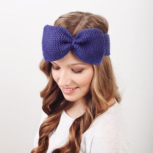 Knitted Headband, Womens Wool Turban, Bow Headband, Knitted head wrap, Winter ear warmer, Winter hair accessory, Fashion Hat, Gift for Her