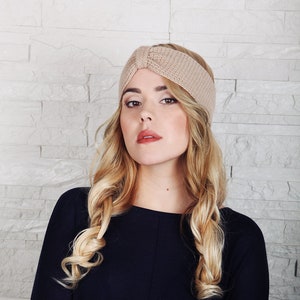 Knitted Headband, Womens Wool Turban, Chic Headband, Knitted head wrap, Winter ear warmer, Winter hair accessory, Fashion Hat, Gift for Her