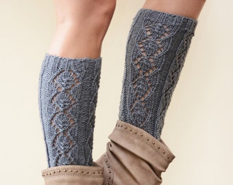 Hand Knitted Crocheted Leg Warmers, Winter Legwarmers, boot cuffs,boot socks, Knit Accessory, Winter Accessories