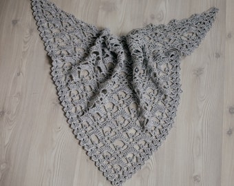 Chal de ganchillo, chal triángulo hecho a mano, accesorio de las mujeres, envoltura, bufanda, bufanda de punto, envoltura de punto, chal de invierno, bufanda de invierno, regalo para ella