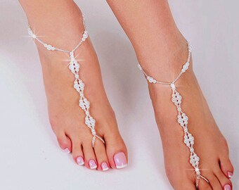 Barefoot Sandals, Beaded barefoot sandals, Beach wedding Barefoot Sandal, Pearl Barefoot shoes, Bridal Barefoot Sandals, footless sandal