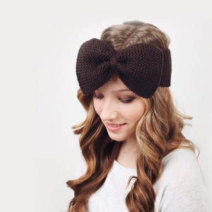 Knitted Bow Headband, Womens Wool Turban, Bow Headband, Knitted head wrap, Winter ear warmer, Winter accessory, Fashion Hat, Gift for Her