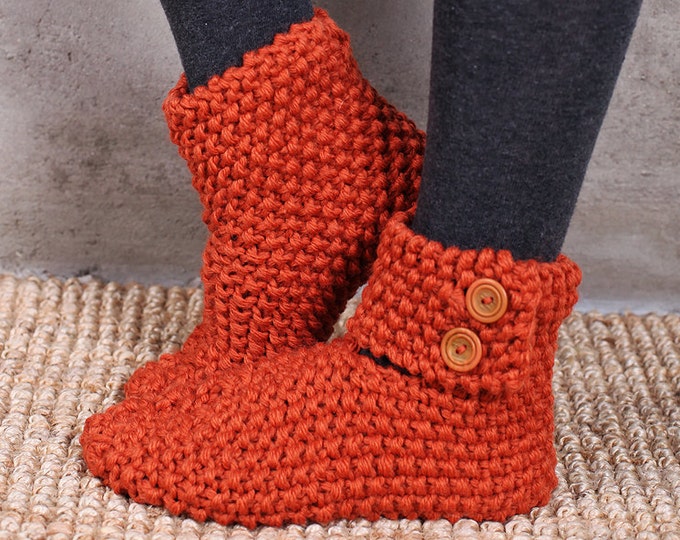 Knitted socks, Knitted Slipper Boots, Indoor knitted slippers, House Shoes, Indoor shoes, Knitted socks, Gift for Her, Etsy Favourite
