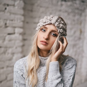 Knitted Headband, Chunky ear warmer women, Winter earmuff, Womens Wool Turban, Chic Headband, Knitted head wrap, Winter ear warmer