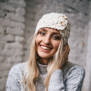Knitted Headband, Chunky ear warmer women, Winter earmuff, Womens Wool Turban, Chic Headband, Knitted head wrap, Winter ear warmer