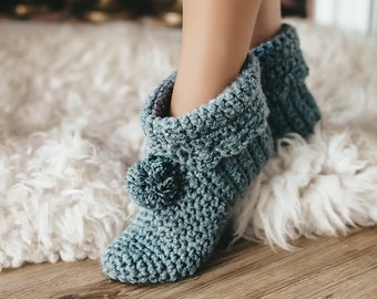 Calcetines de punto, botines de punto, pantuflas de punto para estar en casa, zapatillas de casa, zapatos de interior, calcetines de punto, regalo para ella, zapatos de mujer