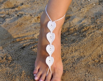 Crochet White Wedding Barefoot Sandals, Foot jewelry, Bridesmaid gift, Barefoot sandles, Beach, Wedding shoes, Beach Wedding, Summer shoes